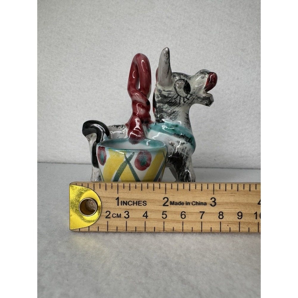 Italy Hand Painted Donkey Figurine with Double Egg Cups - Picture 9 of 12